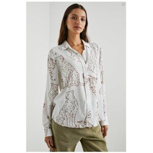 Rails Kathryn shirt Camel Jungle Cats, White & Brown | Size Small